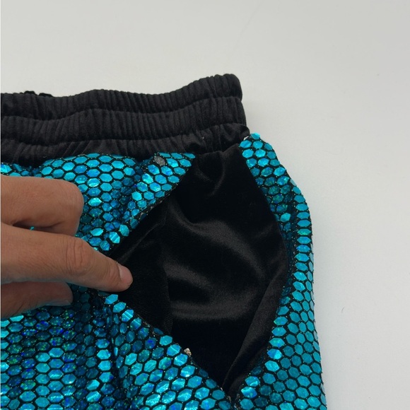 Shiny Sequin Sparkly Shorts for Men Straight Leg Partywear Rave Party Size M - Picture 5 of 13